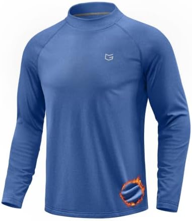 Men's thermal mock turtleneck, heather royal blue