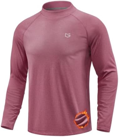 Men's thermal mock turtleneck, heather rust red