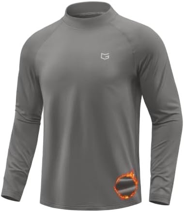 Men's thermal mock turtleneck, light grey
