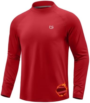 Men's thermal mock turtleneck, red