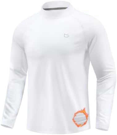 Men's thermal mock turtleneck, white
