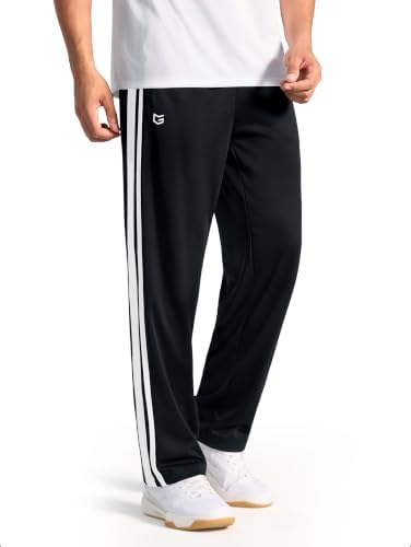 Men's track pants, two zip pockets, black / white