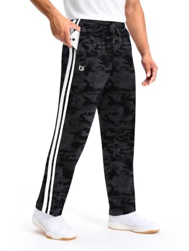 Men's track pants, two zip pockets, grey camo / white