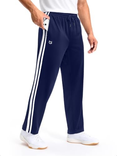 Men's track pants, two zip pockets, navy / white