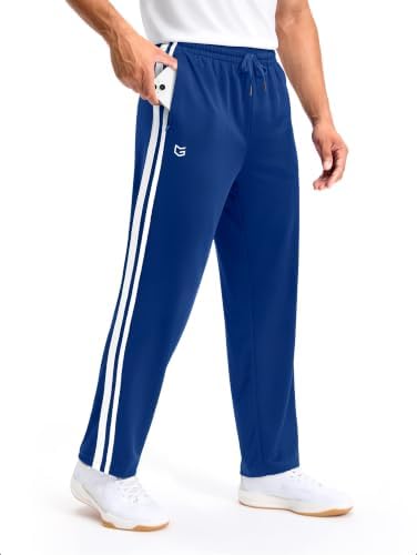 Men's track pants, two zip pockets, ocean blue / white