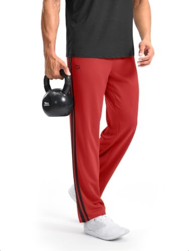 Men's track pants, two zip pockets, red / black