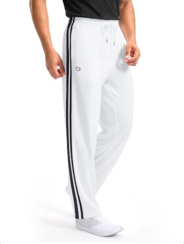 Men's track pants, two zip pockets, white / black
