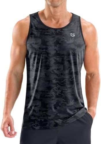 Men's UPF 50+ beach tank, black camo