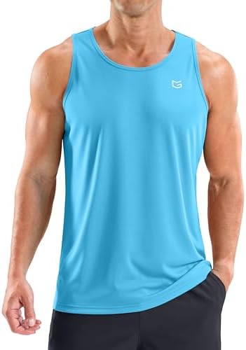 Men's UPF 50+ beach tank, blue