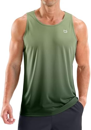 Men's UPF 50+ beach tank, gradient army green