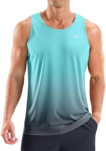 Men's UPF 50+ beach tank, gradient green grey