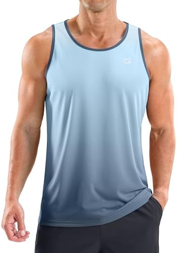 Men's UPF 50+ beach tank, gradient grey blue