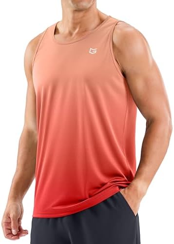 Men's UPF 50+ beach tank, gradient orange red