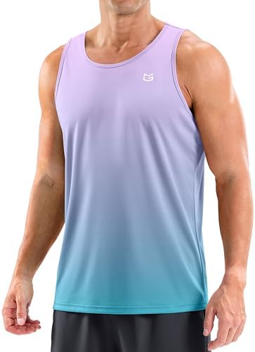 Men's UPF 50+ beach tank, gradient pueple blue
