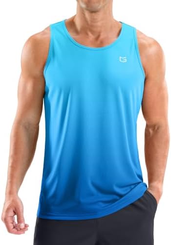 Men's UPF 50+ beach tank, gradient vivid blue
