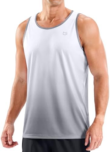 Men's UPF 50+ beach tank, gradient white grey