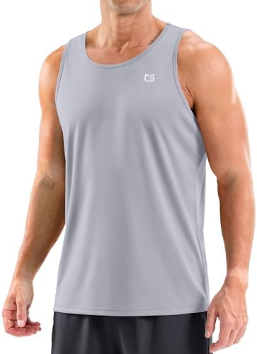 Men's UPF 50+ beach tank, light grey