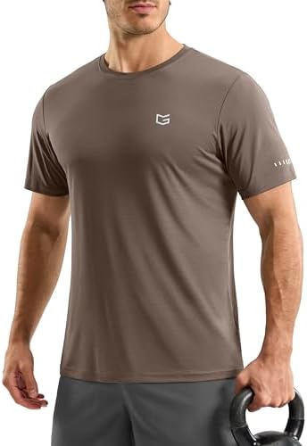 Men's UPF 50+ cooling workout tee, brown