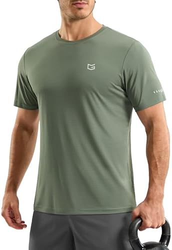 Men's UPF 50+ cooling workout tee, grey green