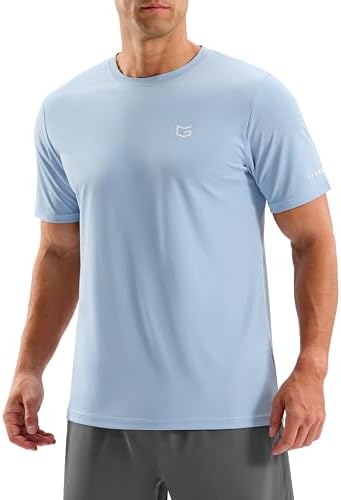 Men's UPF 50+ cooling workout tee, light blue