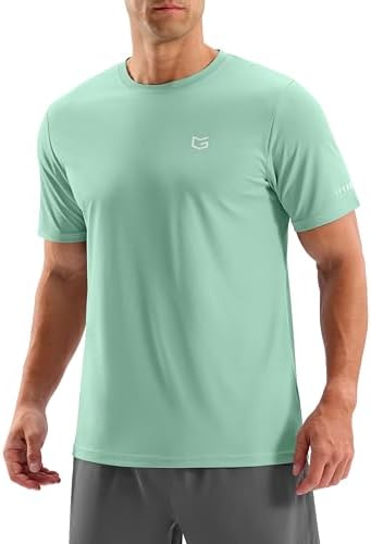 Men's UPF 50+ cooling workout tee, light pea green