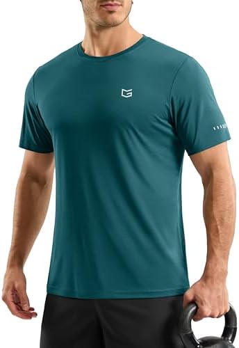 Men's UPF 50+ cooling workout tee, peacock green