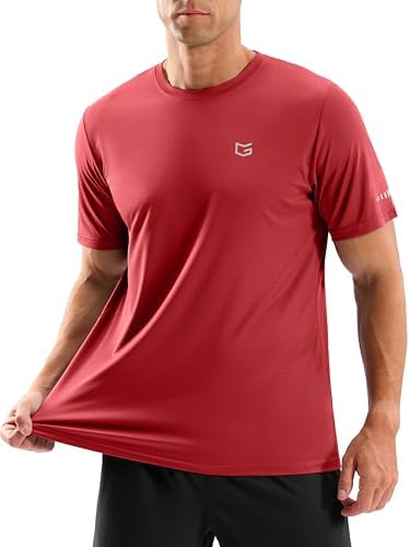 Men's UPF 50+ cooling workout tee, red