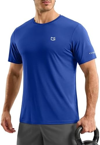 Men's UPF 50+ cooling workout tee, sapphire blue