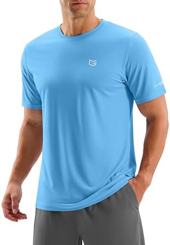 Men's UPF 50+ cooling workout tee, sky blue