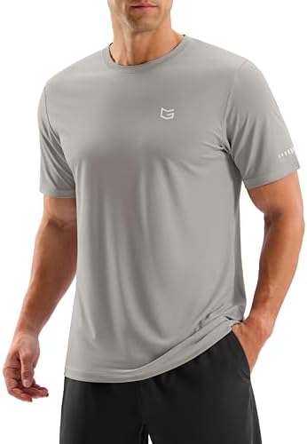 Men's UPF 50+ cooling workout tee, warm grey