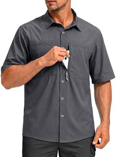 Men's UPF 50+ fishing shirt, dark grey