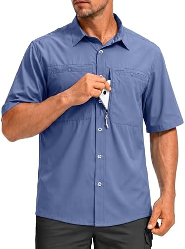 Men's UPF 50+ fishing shirt, dusty blue