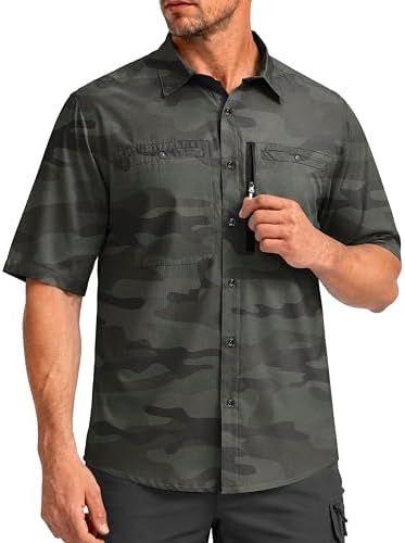 Men's UPF 50+ fishing shirt, green camo