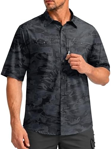 Men's UPF 50+ fishing shirt, grey camo
