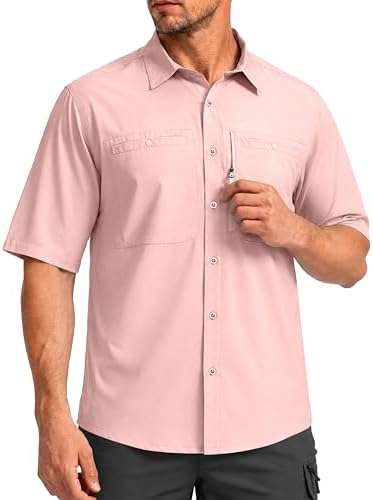 Men's UPF 50+ fishing shirt, light pink