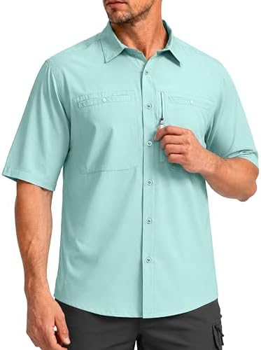 Men's UPF 50+ fishing shirt, mint green