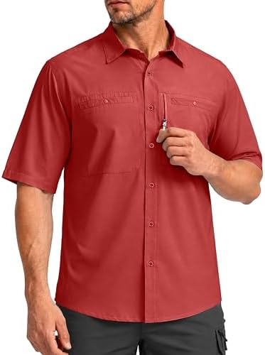 Men's UPF 50+ fishing shirt, red