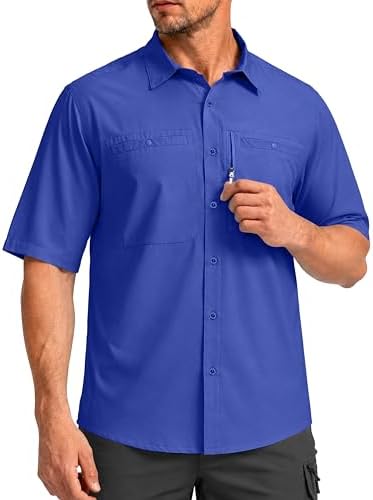 Men's UPF 50+ fishing shirt, sky vivid blue