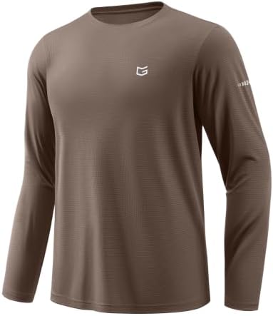 Men's UPF 50+ grid rash guard, brown