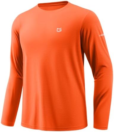 Men's UPF 50+ grid rash guard, fluorescent orange