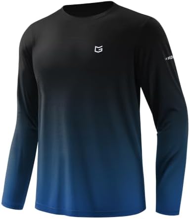 Men's UPF 50+ grid rash guard, gradient black blue