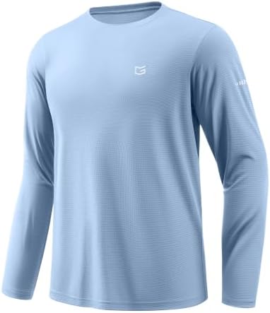 Men's UPF 50+ grid rash guard, light blue