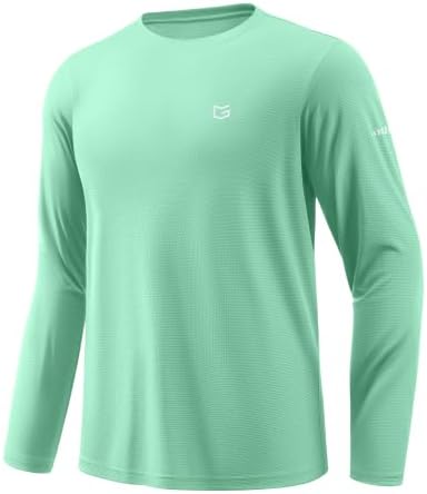 Men's UPF 50+ grid rash guard, mint green