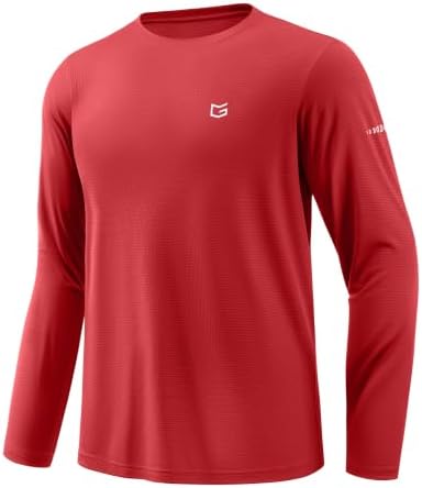 Men's UPF 50+ grid rash guard, red