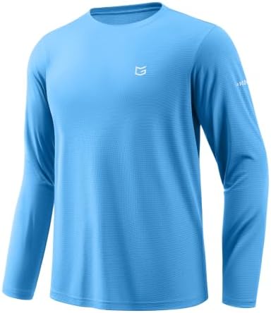 Men's UPF 50+ grid rash guard, sky blue