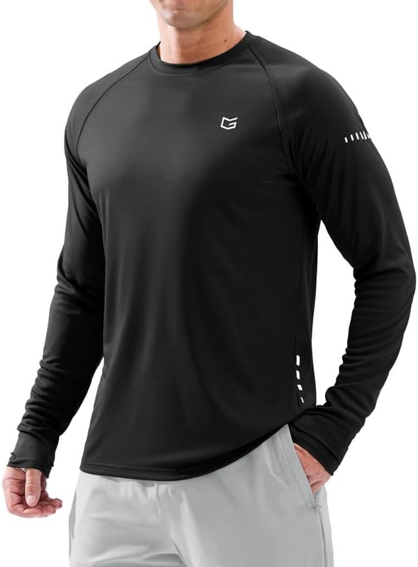 Men's UPF 50+ long sleeve fishing shirt, black