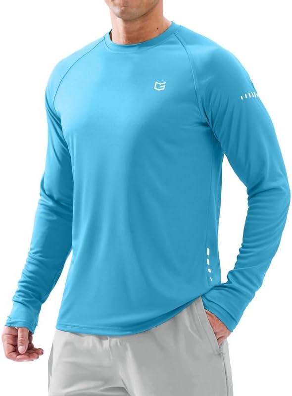 Men's UPF 50+ long sleeve fishing shirt, blue