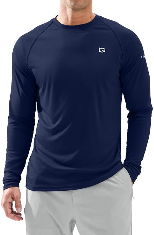 Men's UPF 50+ long sleeve fishing shirt, dark blue