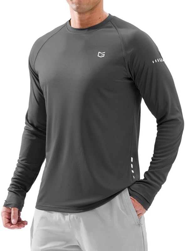 Men's UPF 50+ long sleeve fishing shirt, dark grey