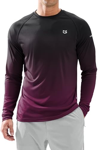 Men's UPF 50+ long sleeve fishing shirt, gradient black rose